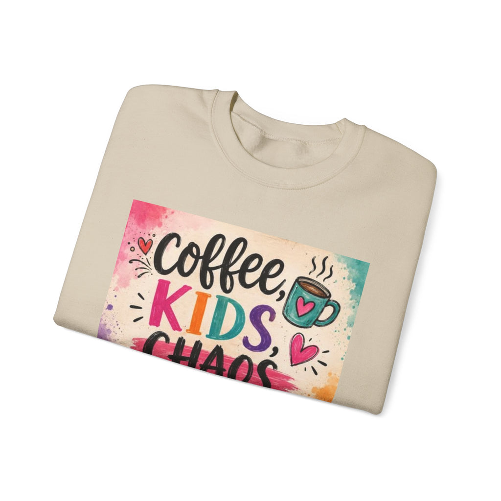 Coffee, Kids, Chaos & Hope Crewneck Sweatshirt — Colorful Educator/Counselor/Mom Life Pullover