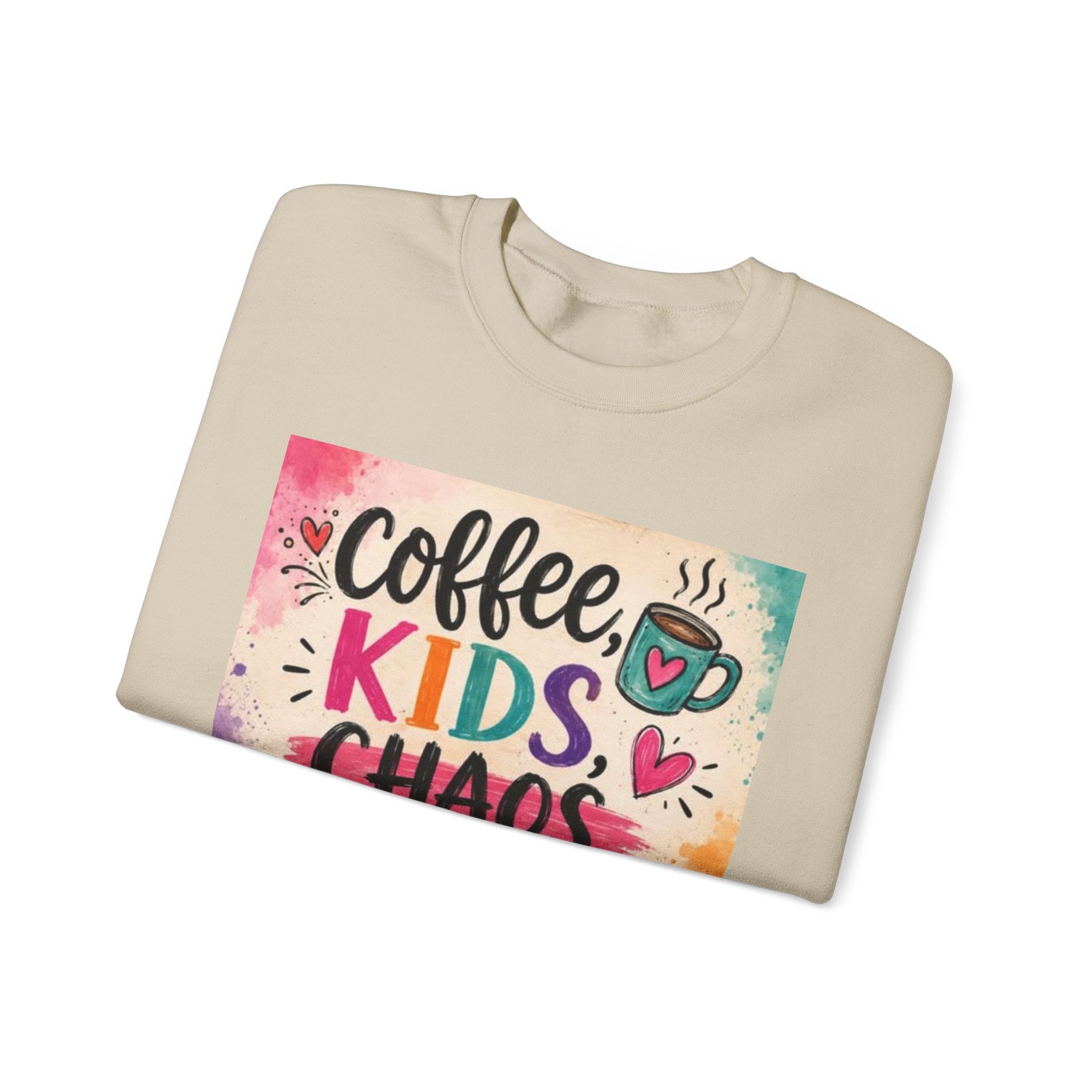Coffee, Kids, Chaos & Hope Crewneck Sweatshirt — Colorful Educator/Counselor/Mom Life Pullover