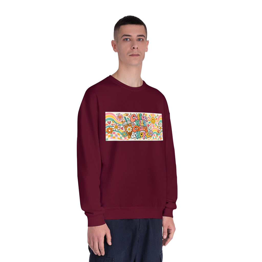 Coffee, Kiddos, Chaos & Hope Crewneck Sweatshirt, Teacher/School Staff/Mom Gift