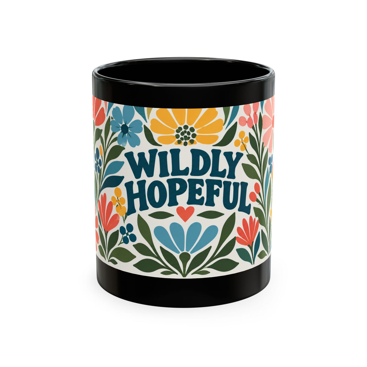 Wildly Hopeful Retro Floral Ceramic Mug — Inspirational Coffee Cup