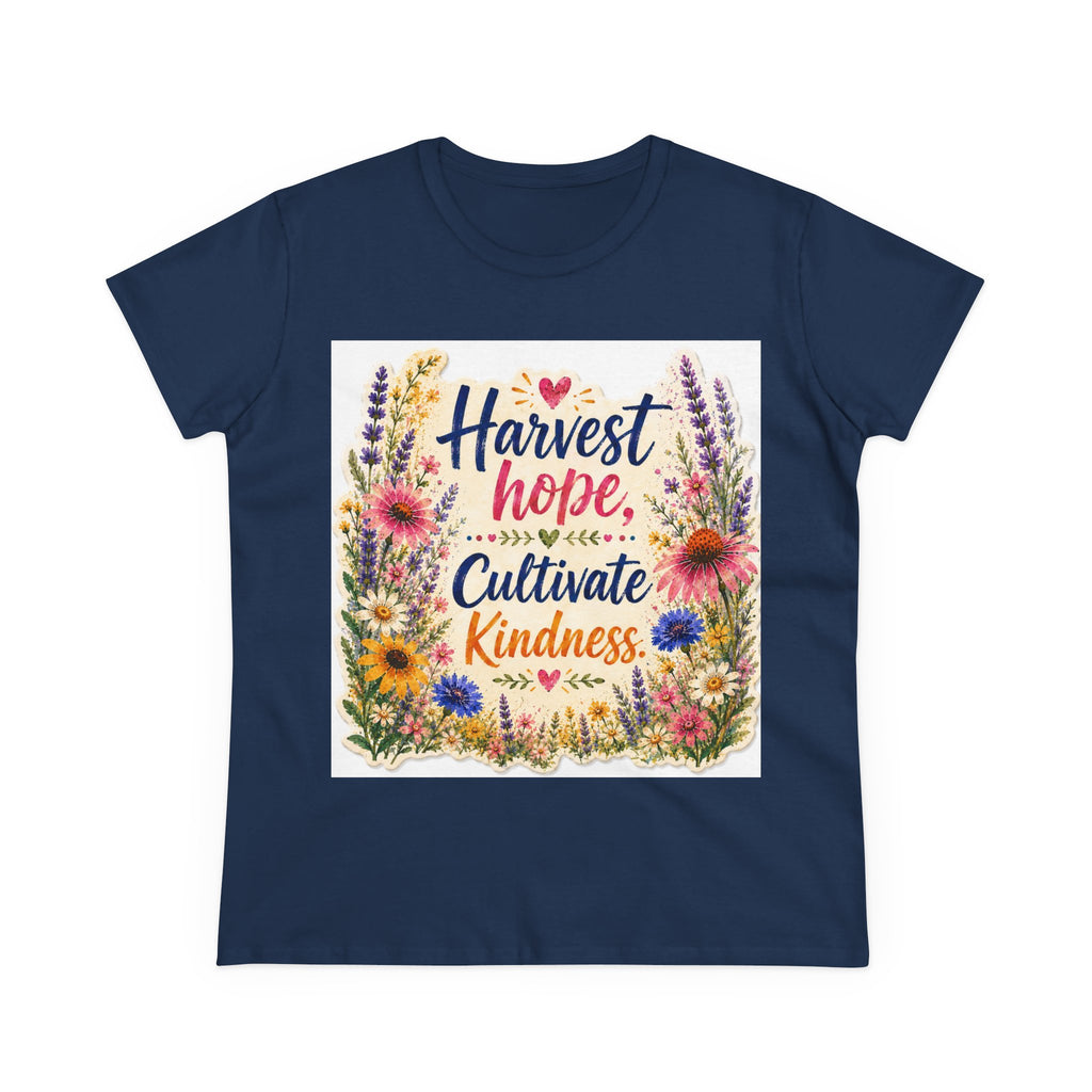 Women’s Tee - "Harvest Hope, Cultivate Kindness" Floral Inspirational Shirt