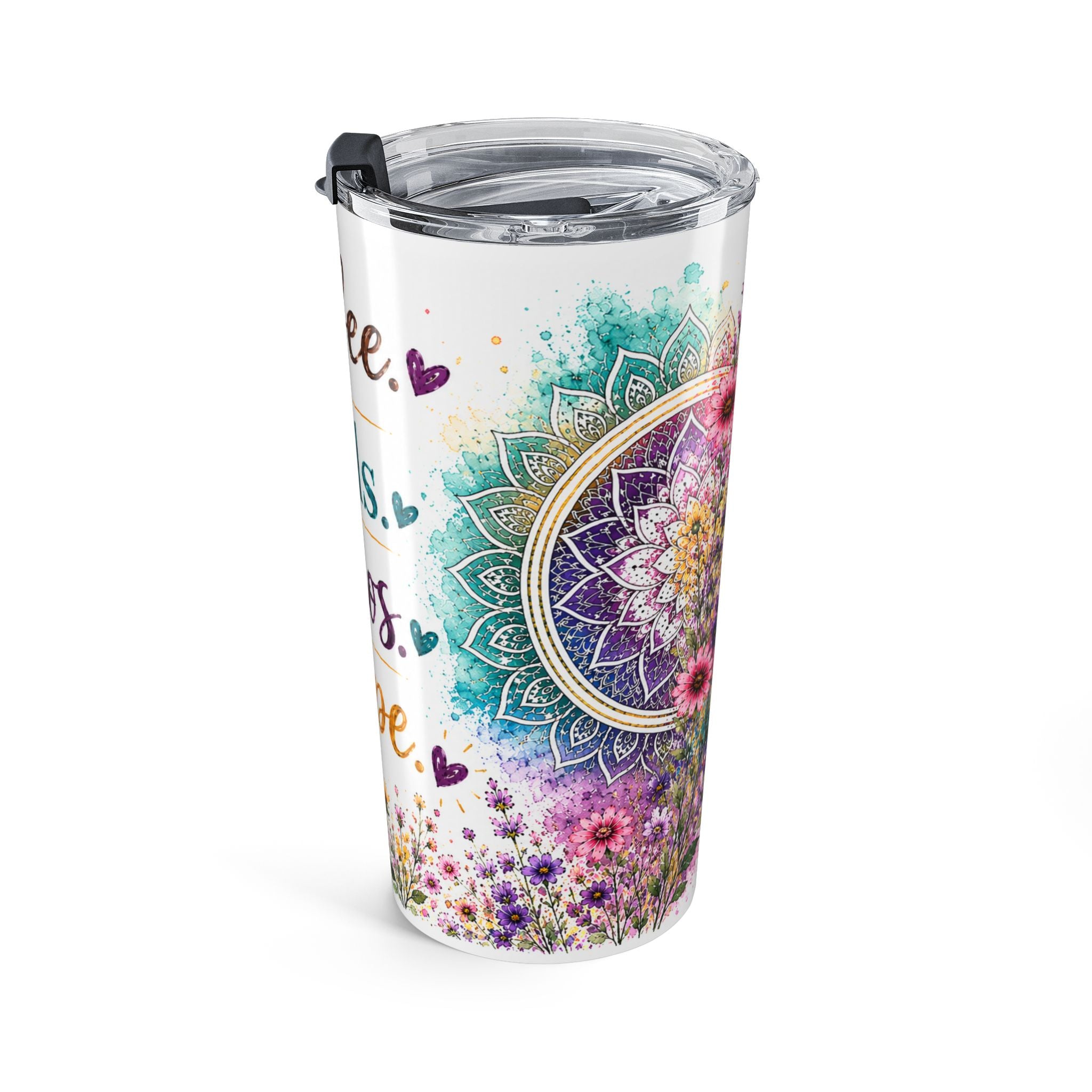 20oz Tumbler - "Coffee. Kids. Chaos. Hope." Floral Travel Cup