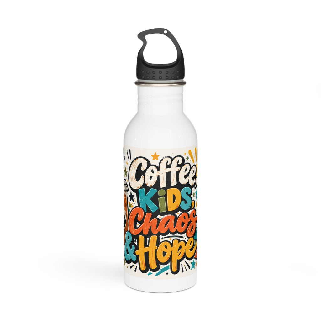Coffee, Kids, Chaos & Hope Stainless Steel Water Bottle — Funny Teacher/Parent Travel Bottle