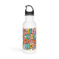 Stainless Steel Water Bottle — "Coffee, Kids, Chaos & Hope" Retro Floral Travel Bottle
