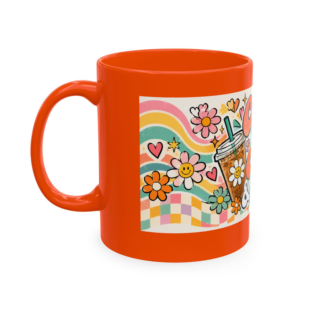 Coffee Kids Chaos & Hope Ceramic Mug — Retro Floral Teacher/Counselor/School Staff/Mom Coffee Cup