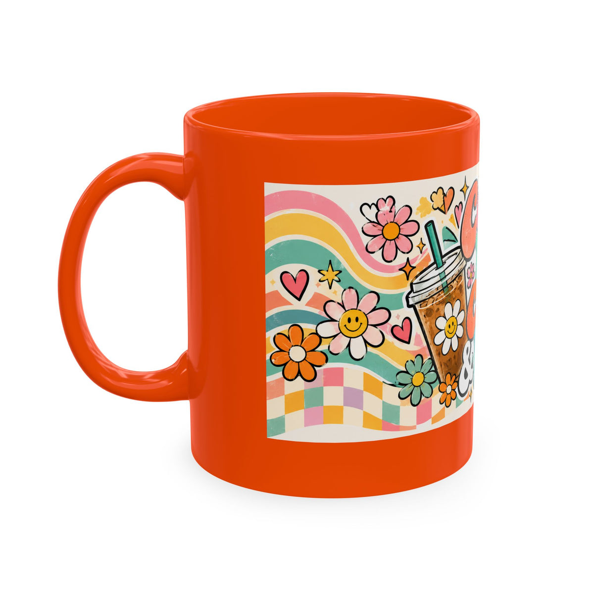 Coffee Kids Chaos & Hope Ceramic Mug — Retro Floral Teacher/Counselor/School Staff/Mom Coffee Cup