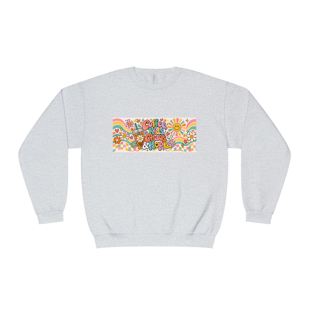 Coffee, Kiddos, Chaos & Hope Crewneck Sweatshirt, Teacher/School Staff/Mom Gift