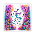 Choose Joy Floral Square Sticker — Colorful Mandala Inspirational Decal