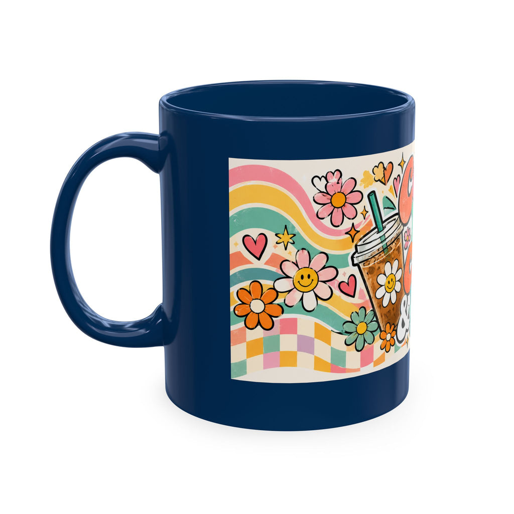 Coffee Kids Chaos & Hope Ceramic Mug — Retro Floral Teacher/Counselor/School Staff/Mom Coffee Cup
