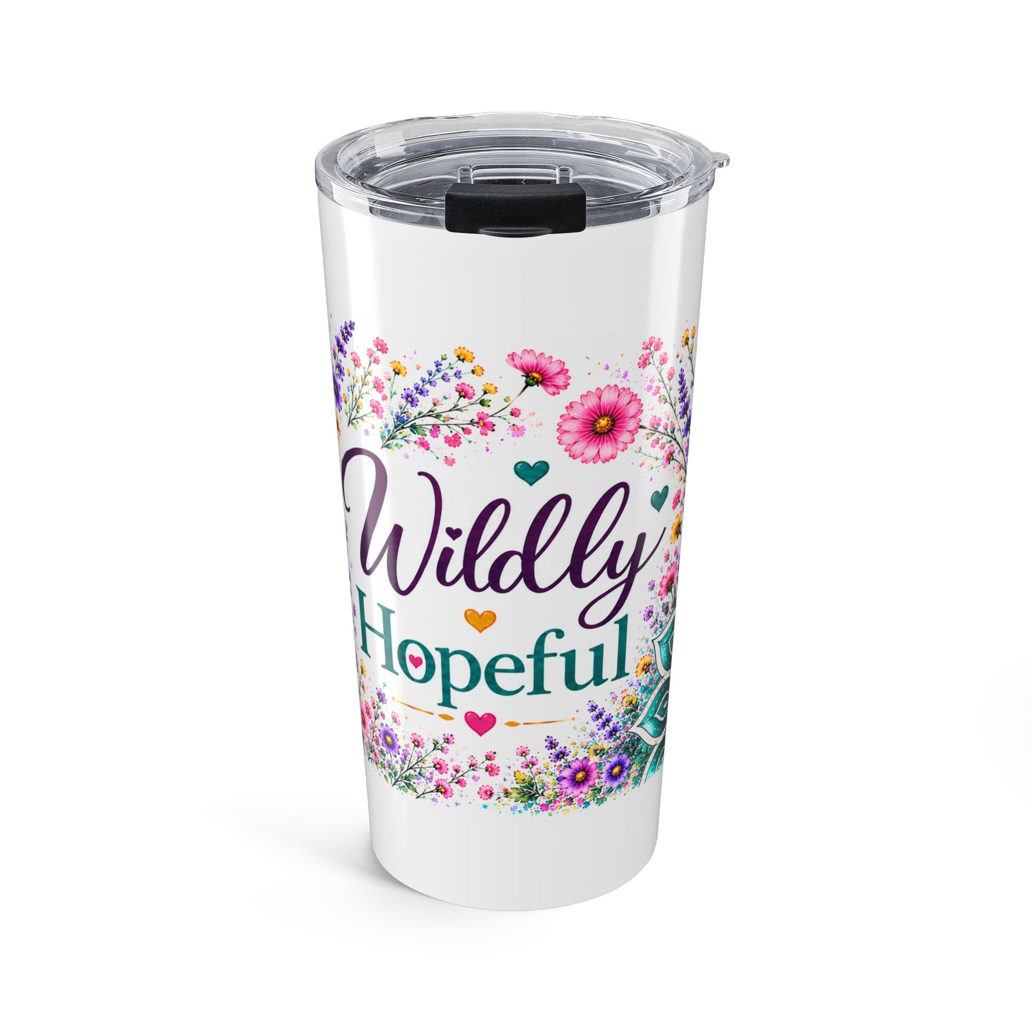 20oz Floral 'Wildly Hopeful' Insulated Tumbler — Floral Travel Cup for Inspirational Gifts