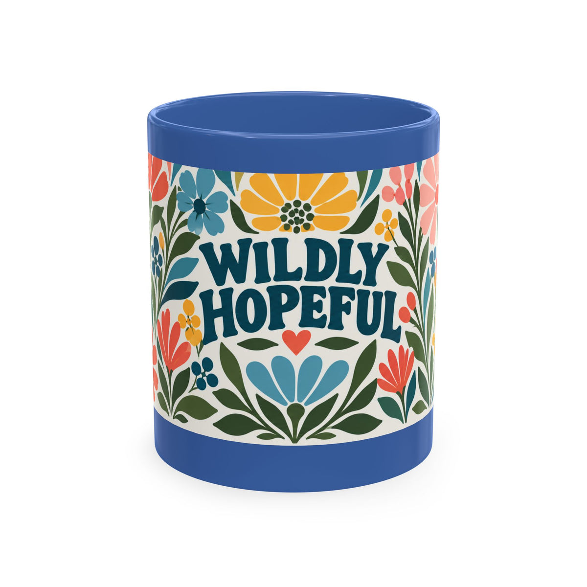Wildly Hopeful Retro Floral Ceramic Mug — Inspirational Coffee Cup