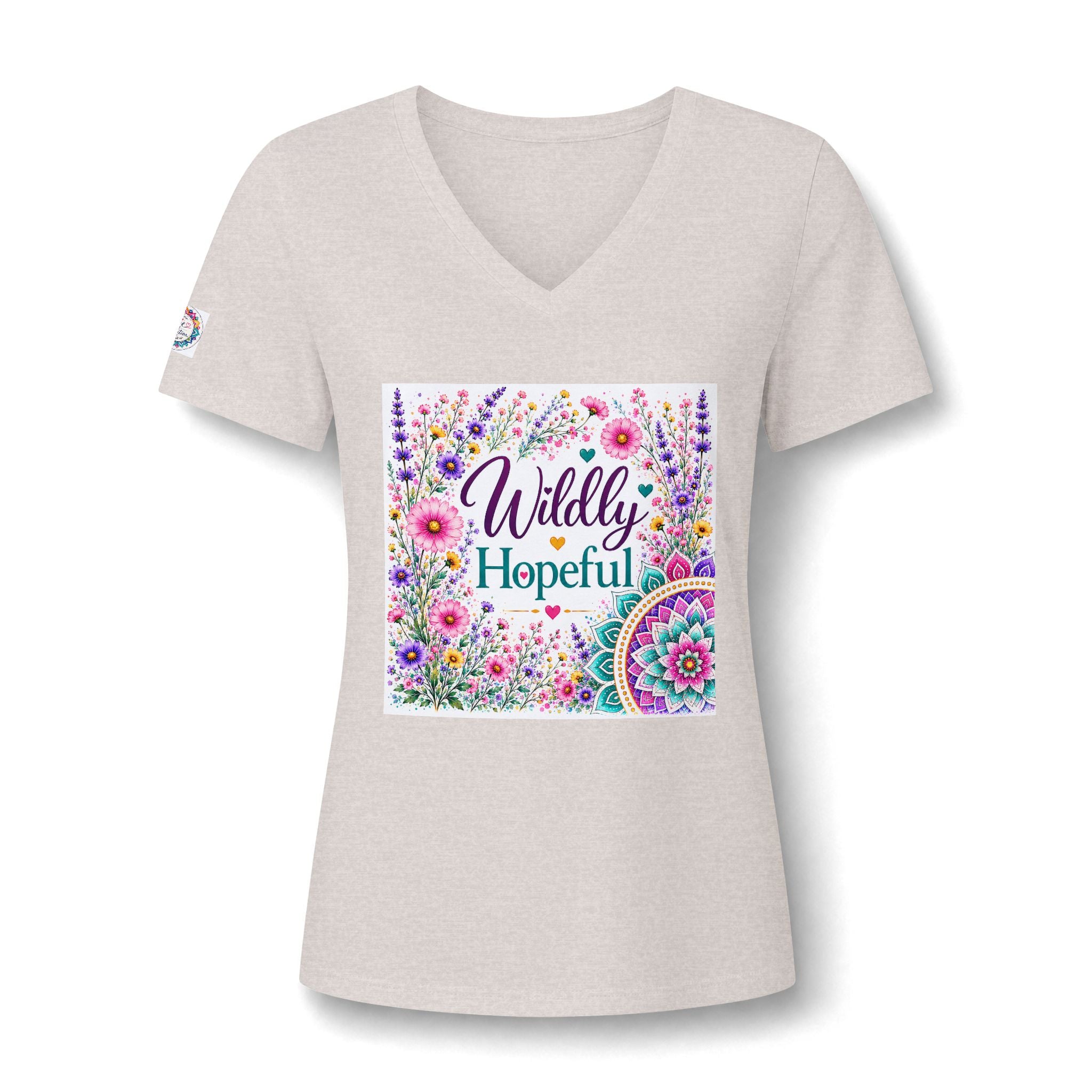 Women's V-Neck Tee - 'Wildly Hopeful' Floral Graphic