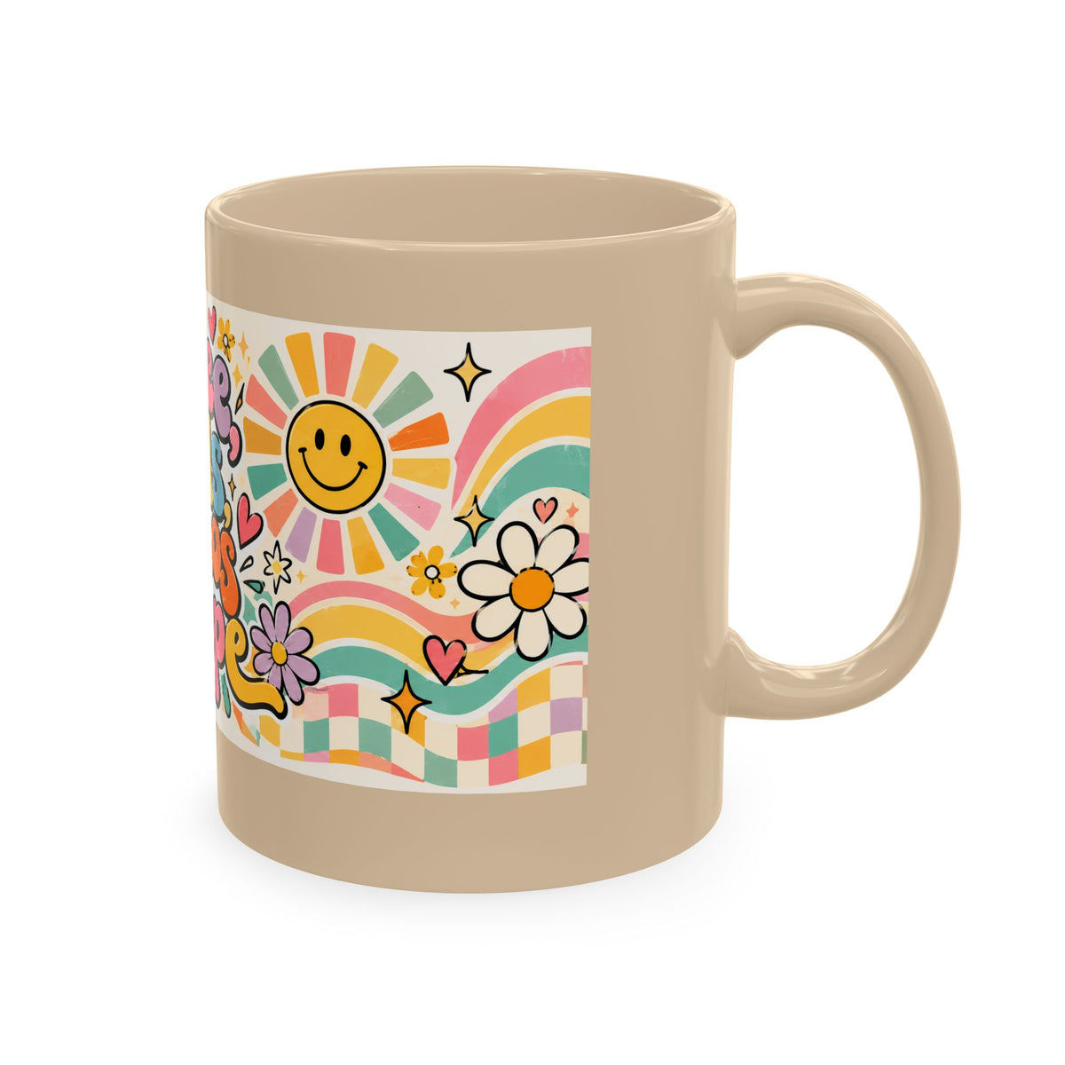Coffee Kids Chaos & Hope Ceramic Mug — Retro Floral Teacher/Counselor/School Staff/Mom Coffee Cup