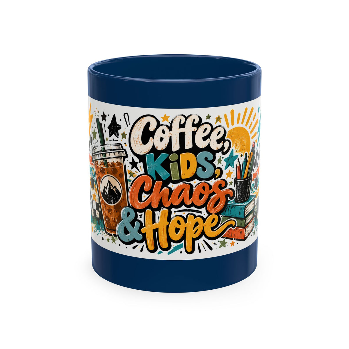 Coffee, Kids, Chaos & Hope Ceramic Mug — Funny Dad/Parent/Teacher/Counselor Coffee Cup