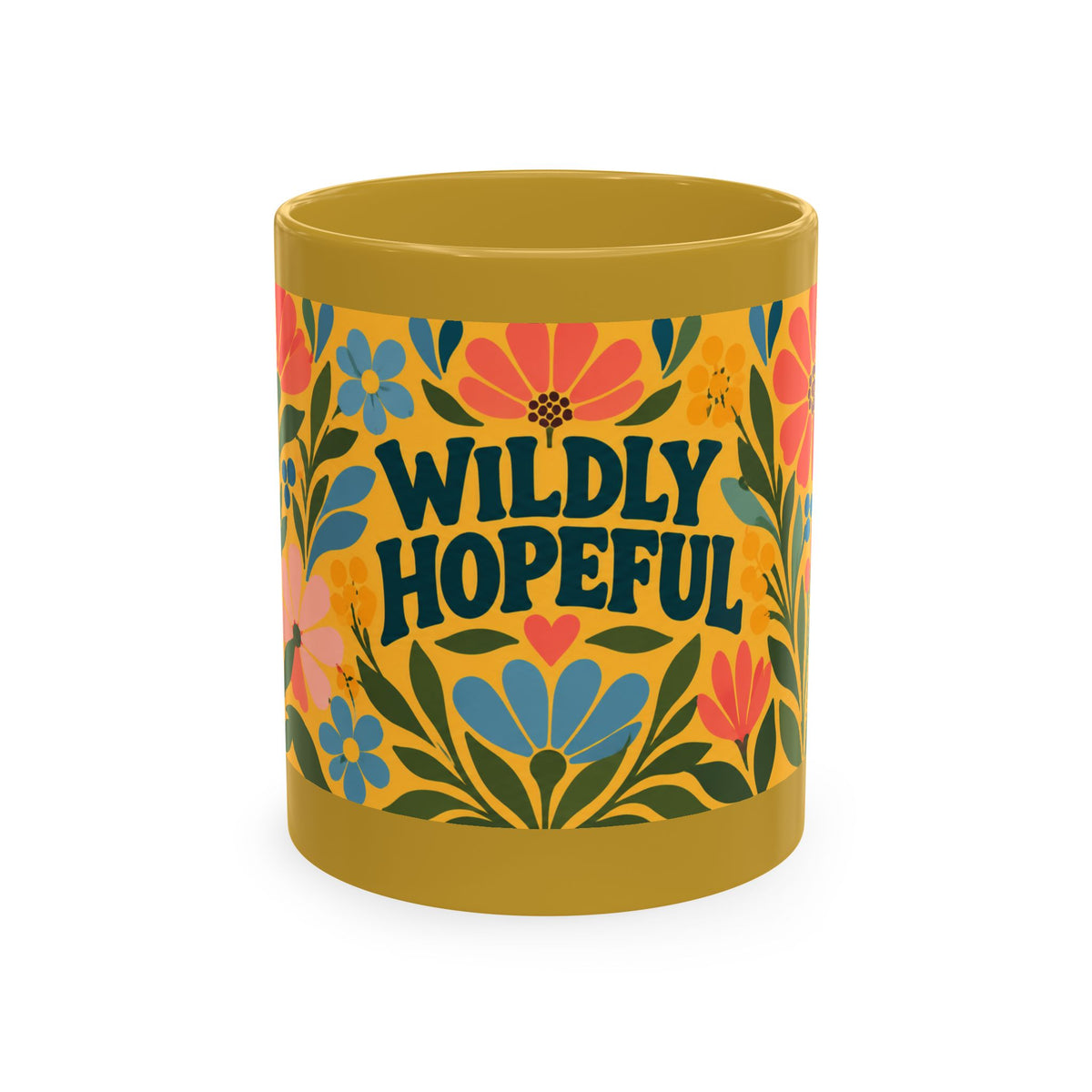 Wildly Hopeful Ceramic Mug – Floral Retro Inspirational Coffee Cup