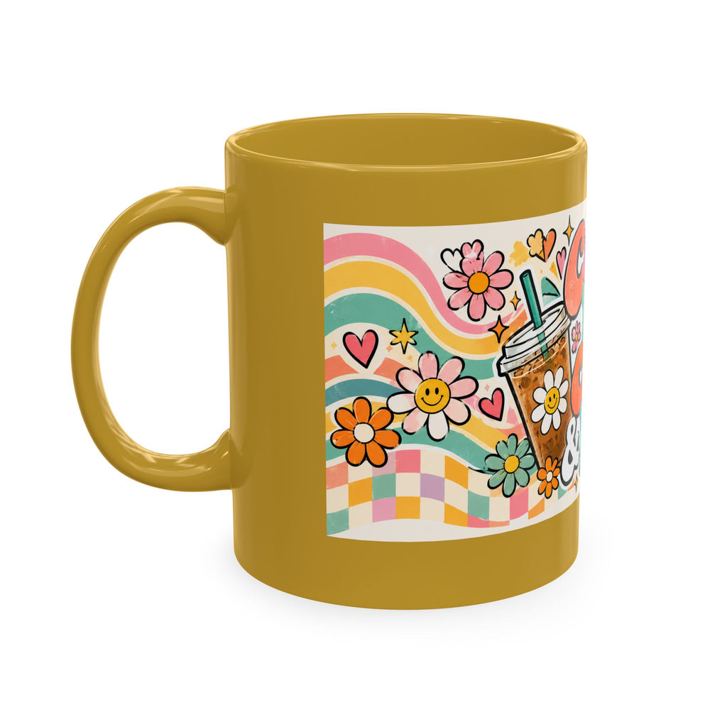 Coffee Kids Chaos & Hope Ceramic Mug — Retro Floral Teacher/Counselor/School Staff/Mom Coffee Cup
