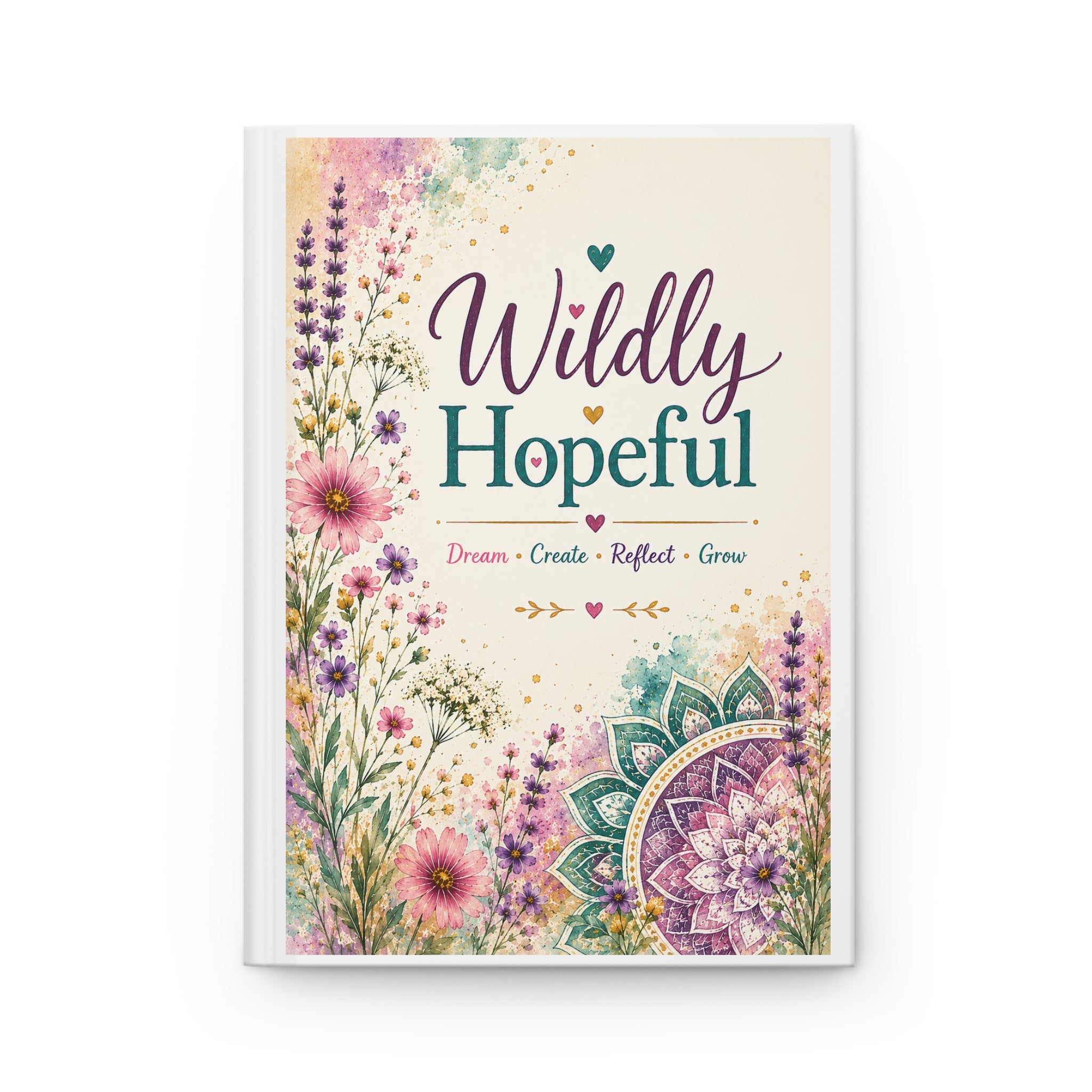 Widdly Hopeful Hardcover Journal — Floral Inspirational Notebook for Dreams, Reflection & Growth