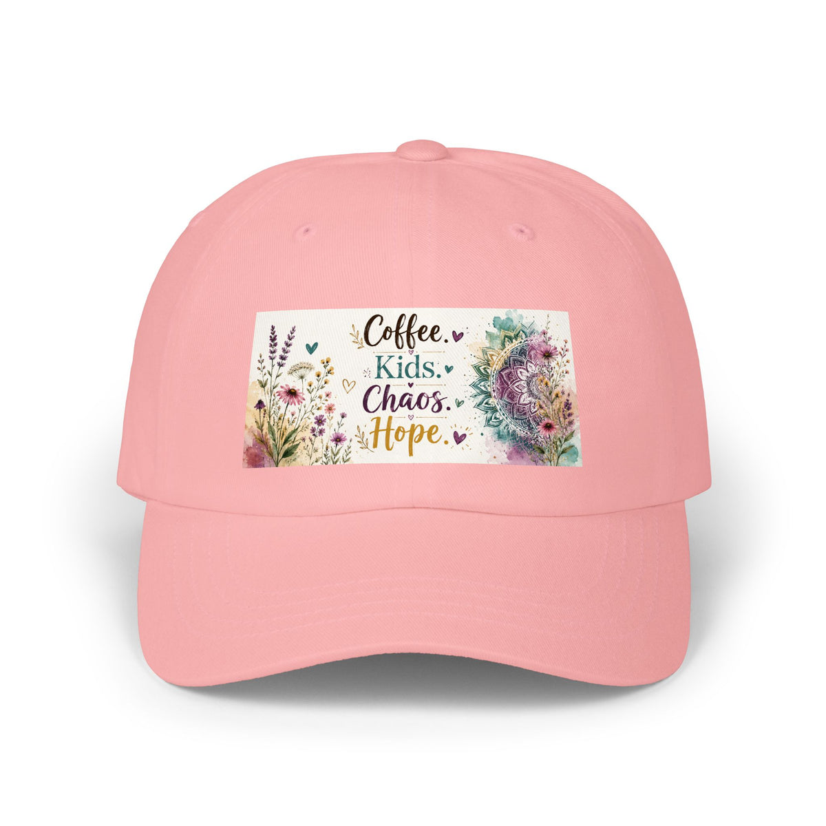 Coffee, Kids, Chaos, Hope Dad Cap — Floral Mom Baseball Hat