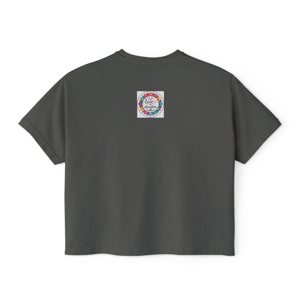 Women’s Boxy Tee — “Coffee, Kids, Chaos, Hope” Floral Graphic