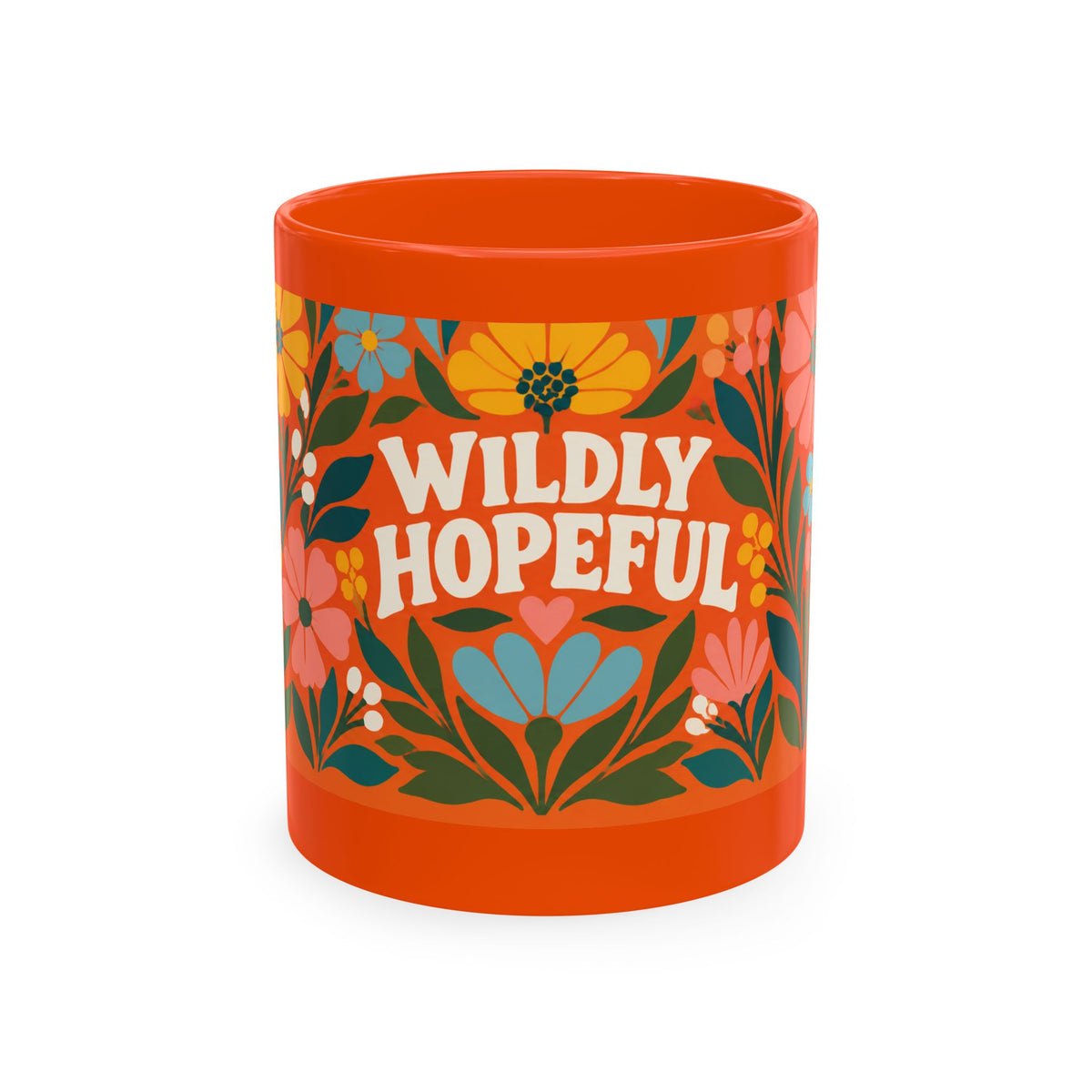 Wildly Hopeful Ceramic Mug — Retro Floral Inspirational Coffee Cup