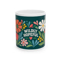 Wildly Hopeful Floral Mug — Inspirational Retro Wildflowers Coffee Cup (11oz/15oz)
