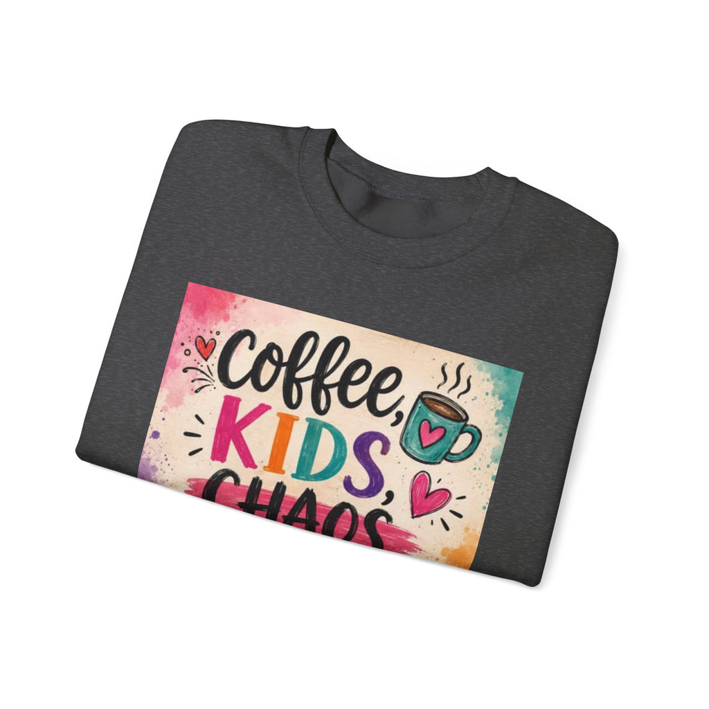 Coffee, Kids, Chaos & Hope Crewneck Sweatshirt — Colorful Educator/Counselor/Mom Life Pullover