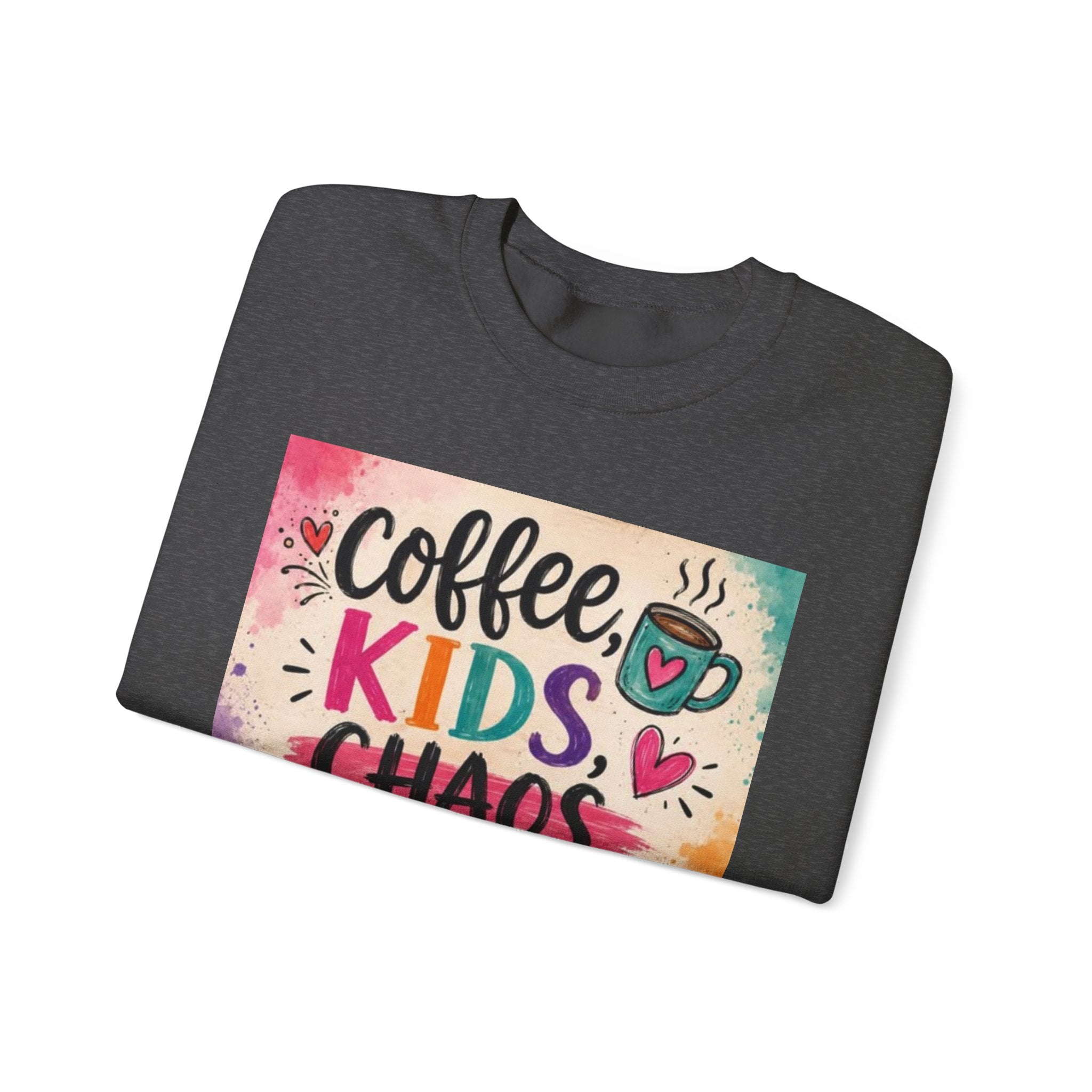 Coffee, Kids, Chaos & Hope Crewneck Sweatshirt — Colorful Educator/Counselor/Mom Life Pullover