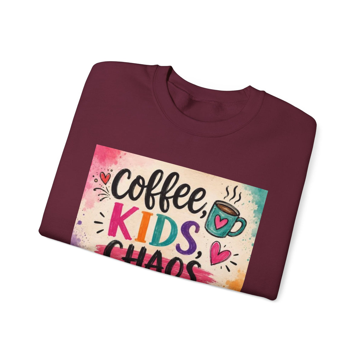 Coffee, Kids, Chaos & Hope Crewneck Sweatshirt — Colorful Educator/Counselor/Mom Life Pullover