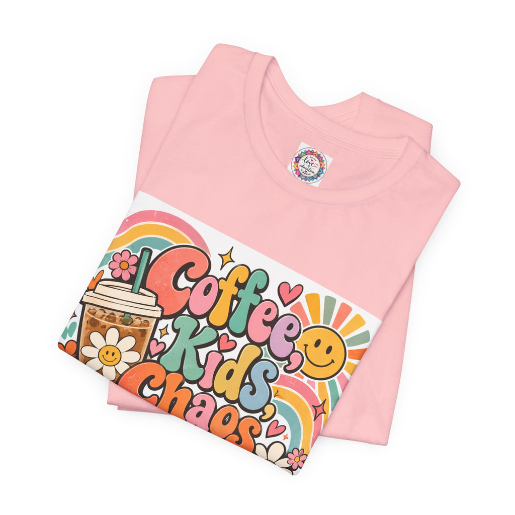 Coffee, Kids, Chaos & Hope Graphic Tee — Retro Floral Teacher/Counselor/School staff/Mom Shirt