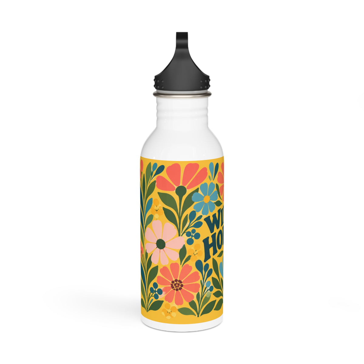 Wildly Hopeful Retro-Floral Stainless Steel Water Bottle