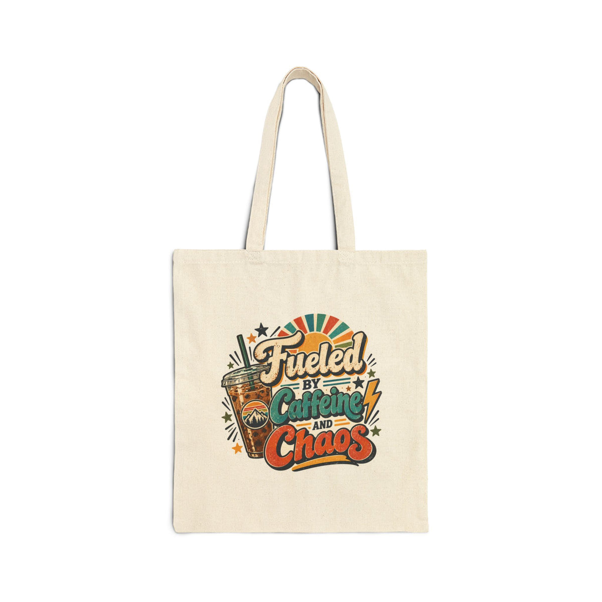 Fueled by Caffeine and Chaos Canvas Tote Bag, Unisex canvas bag for all purposes