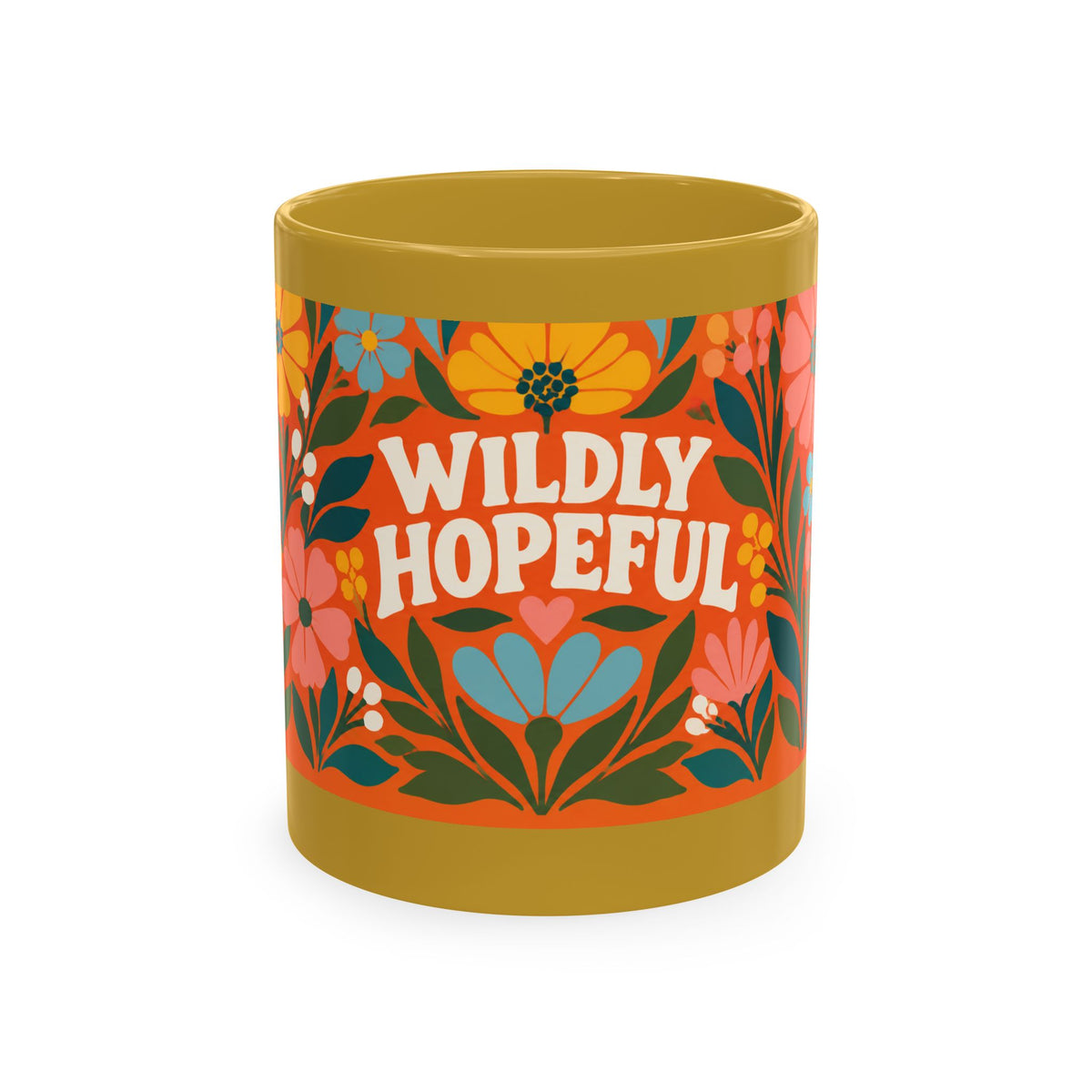 Wildly Hopeful Ceramic Mug — Retro Floral Inspirational Coffee Cup