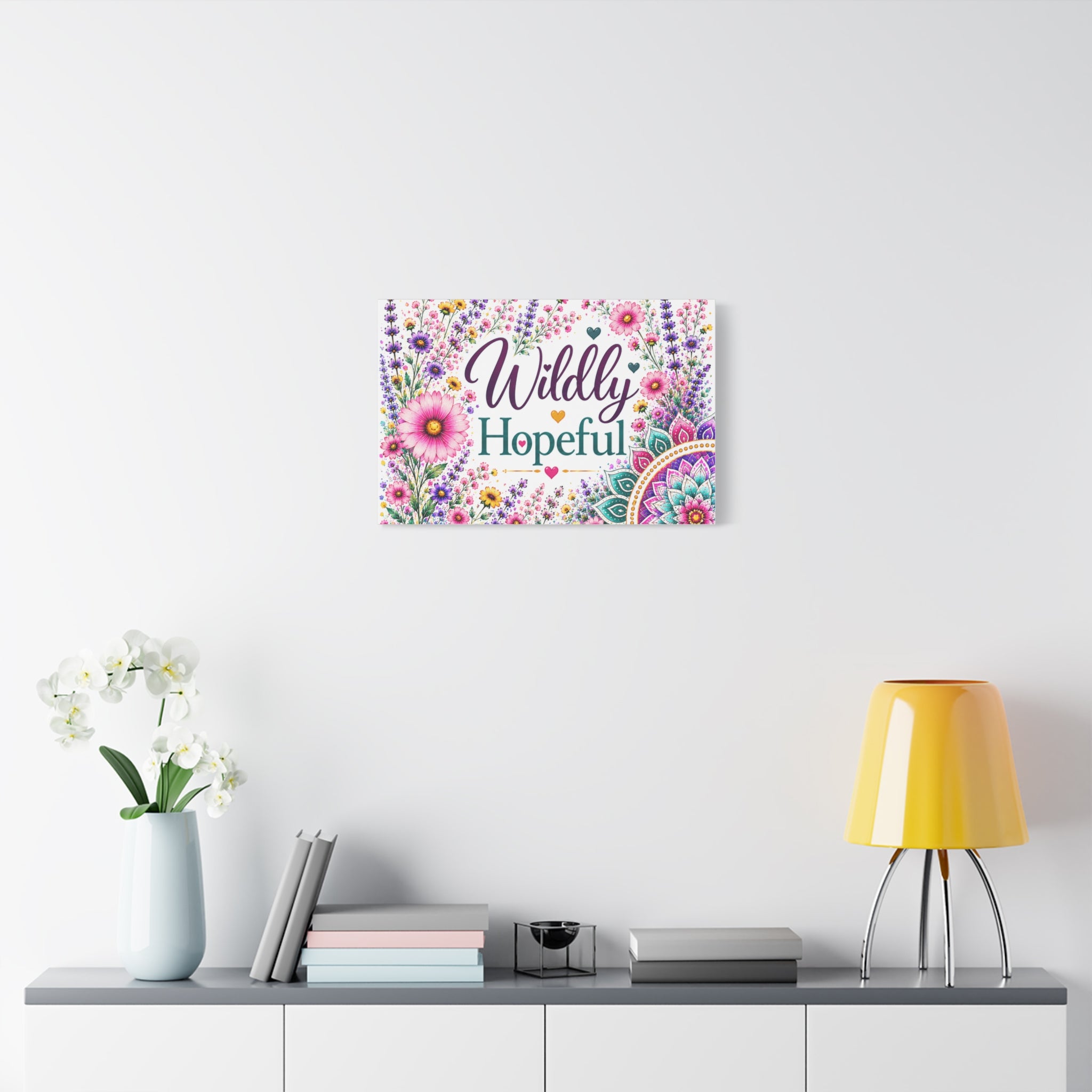 Wildly Hopeful Floral Canvas Wall Art — Inspirational Stretched Matte Print