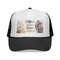 Trucker Cap - "Coffee, Kids, Chaos, Hope" Floral Mom Hat