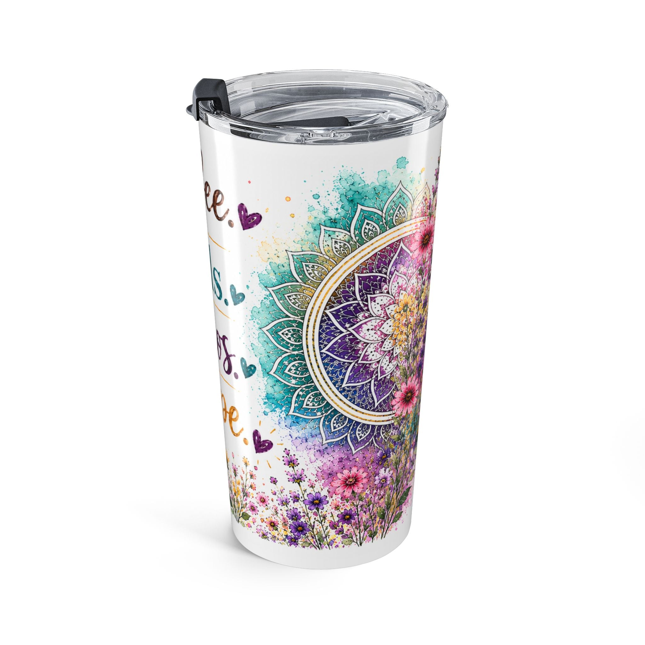 20oz Tumbler - "Coffee. Kids. Chaos. Hope." Floral Travel Cup