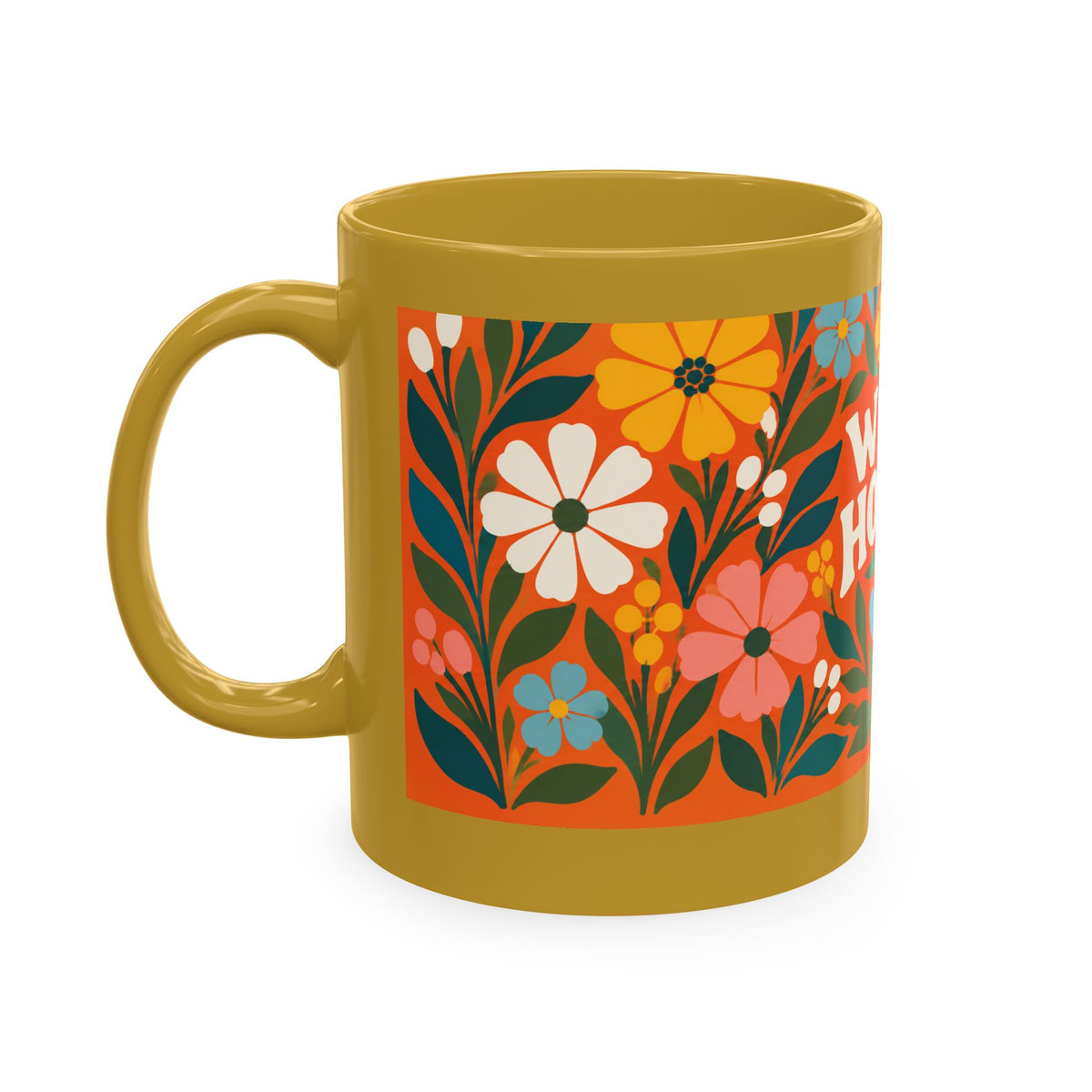 Wildly Hopeful Ceramic Mug — Retro Floral Inspirational Coffee Cup