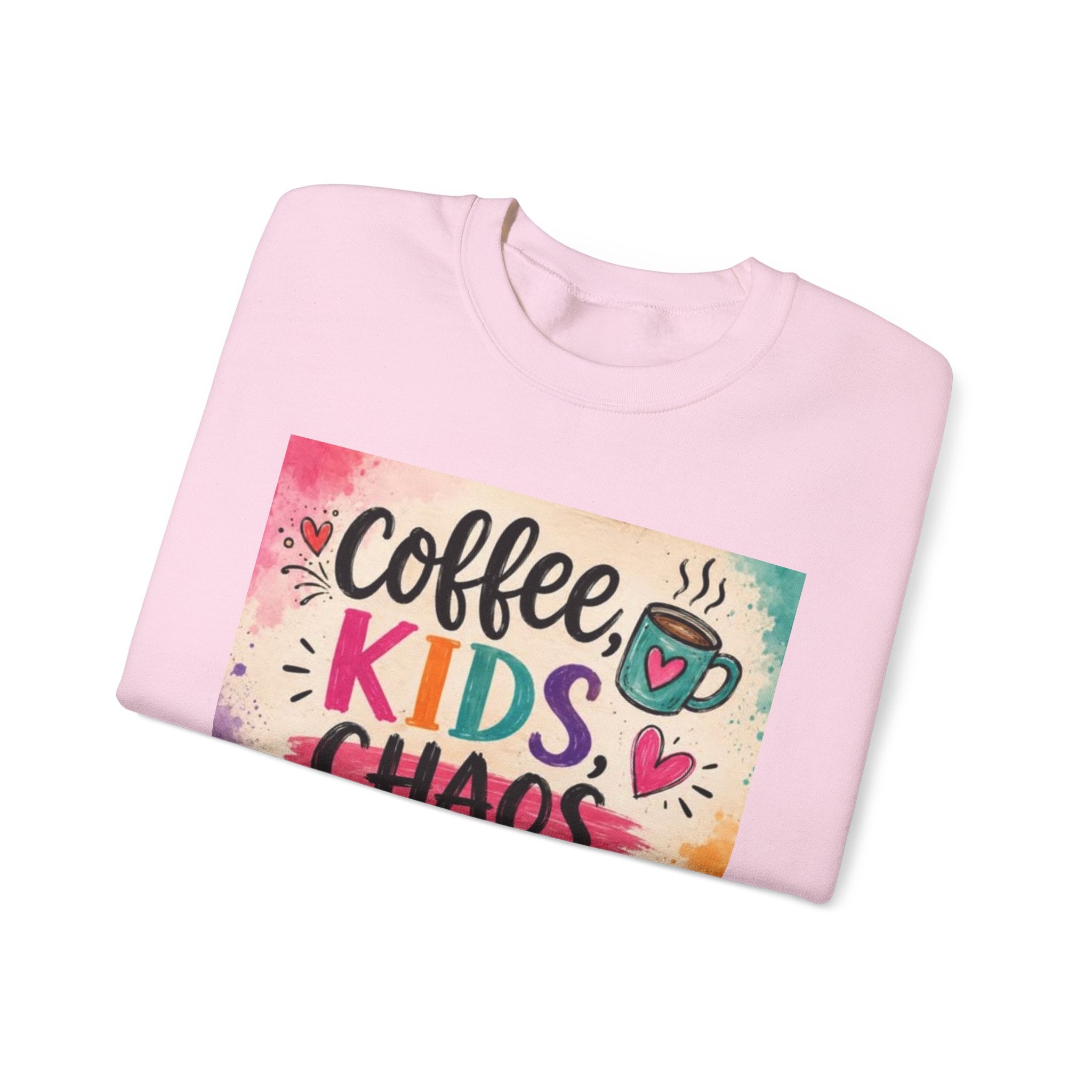Coffee, Kids, Chaos & Hope Crewneck Sweatshirt — Colorful Educator/Counselor/Mom Life Pullover