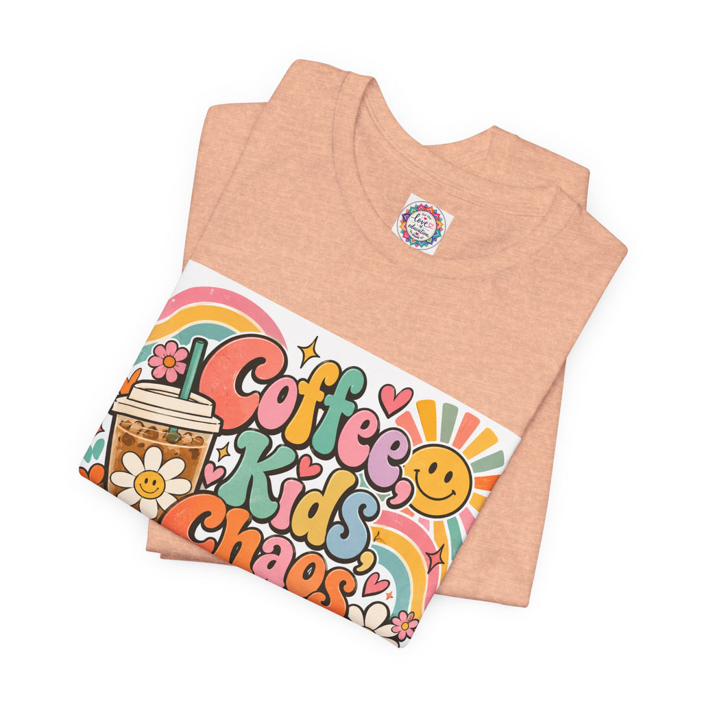 Coffee, Kids, Chaos & Hope Graphic Tee — Retro Floral Teacher/Counselor/School staff/Mom Shirt