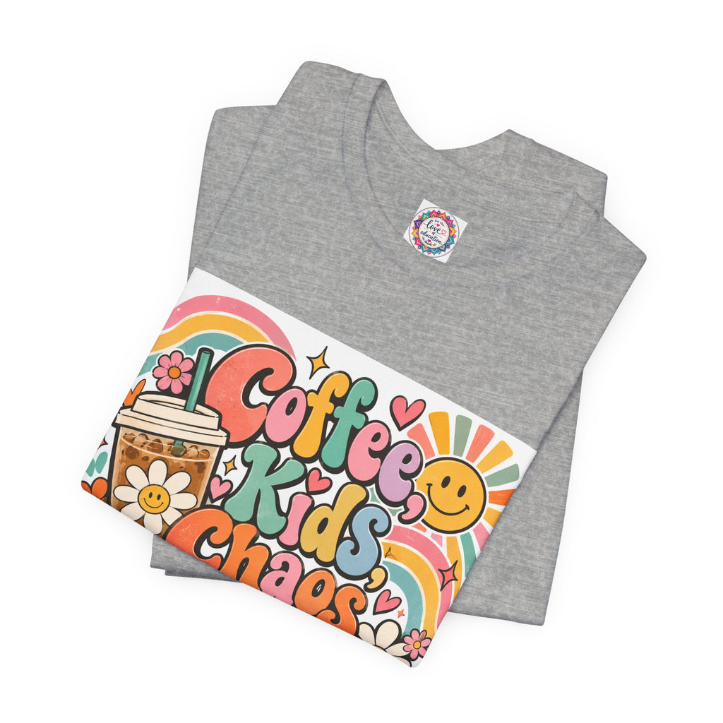 Coffee, Kids, Chaos & Hope Graphic Tee — Retro Floral Teacher/Counselor/School staff/Mom Shirt