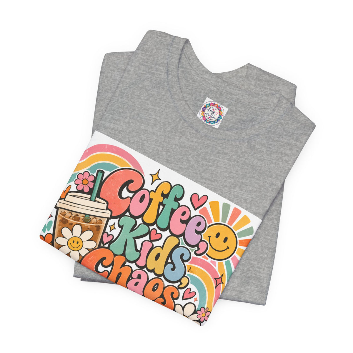 Coffee, Kids, Chaos & Hope Graphic Tee — Retro Floral Teacher/Counselor/School staff/Mom Shirt