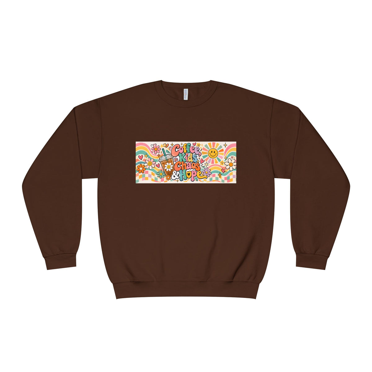 Coffee, Kiddos, Chaos & Hope Crewneck Sweatshirt, Teacher/School Staff/Mom Gift