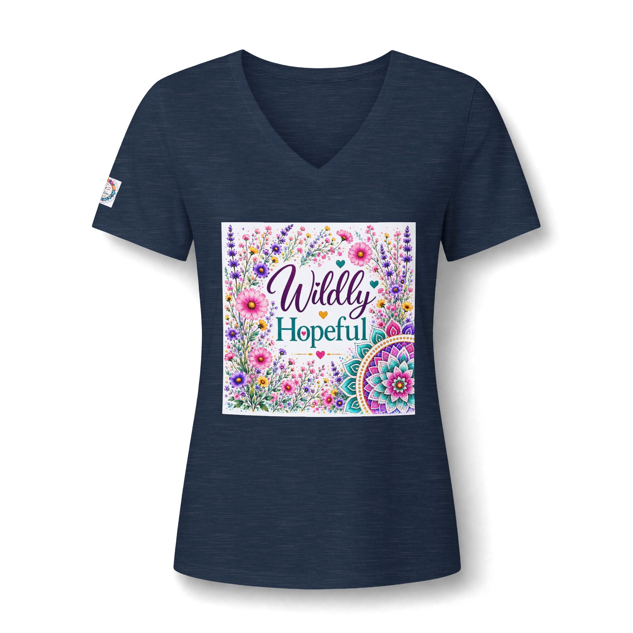 Women's V-Neck Tee - 'Wildly Hopeful' Floral Graphic