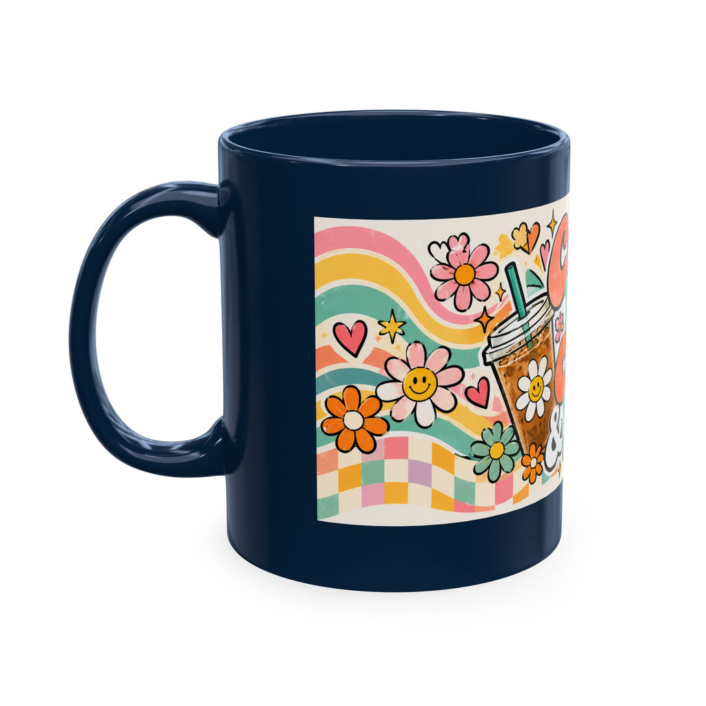 Coffee Kids Chaos & Hope Ceramic Mug — Retro Floral Teacher/Counselor/School Staff/Mom Coffee Cup