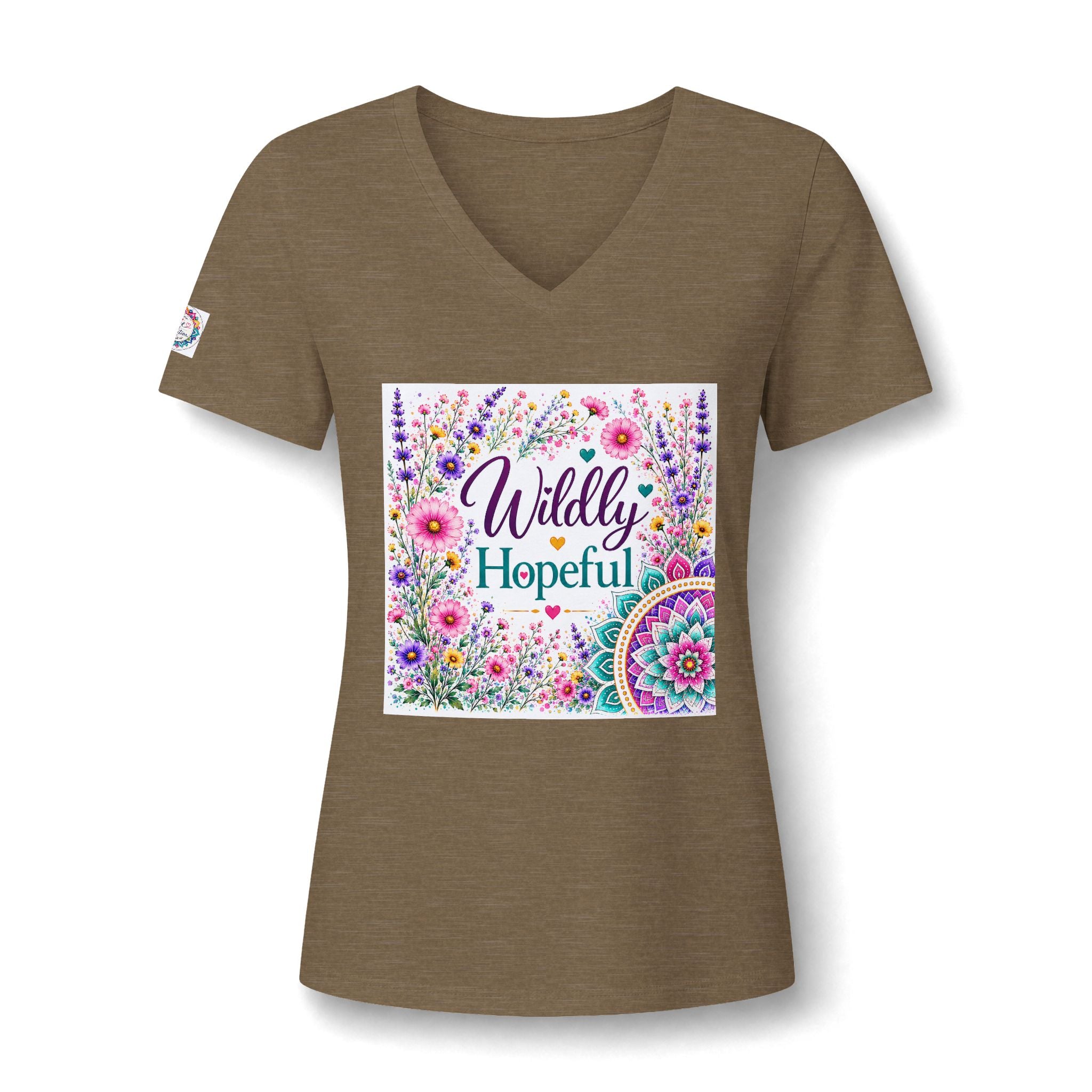 Women's V-Neck Tee - 'Wildly Hopeful' Floral Graphic