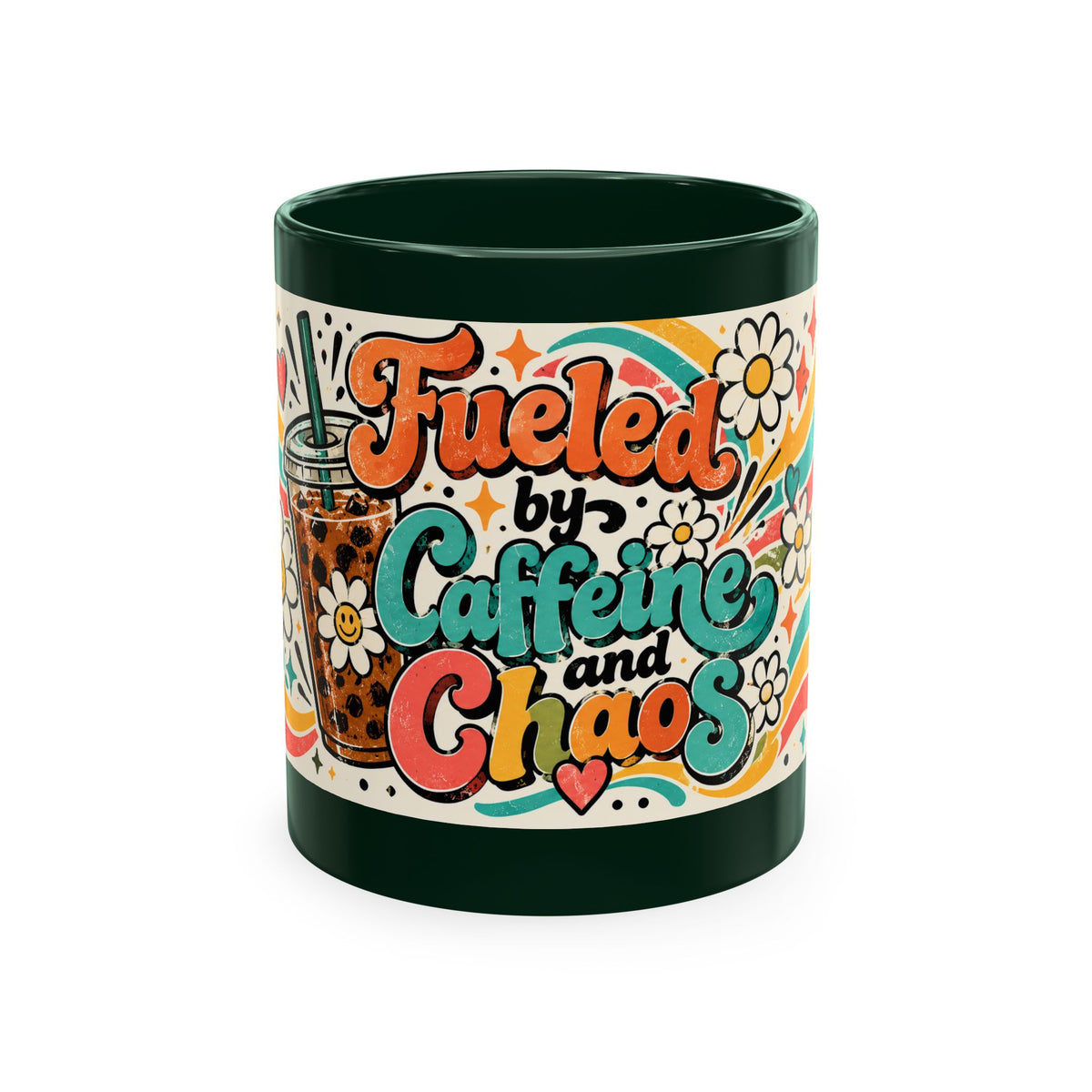 Fueled by Caffeine and Chaos Traditional Ceramic Mug for Teachers, Leaders, Chaos Coordinators