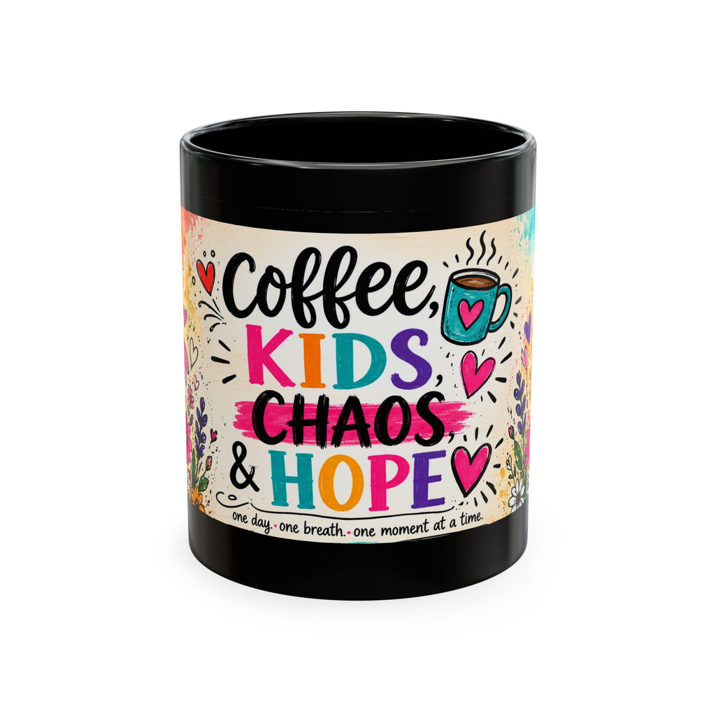 Coffee, Kids, Chaos & Hope Ceramic Mug — Colorful Teacher/Counselor/Principal/Mom Gift
