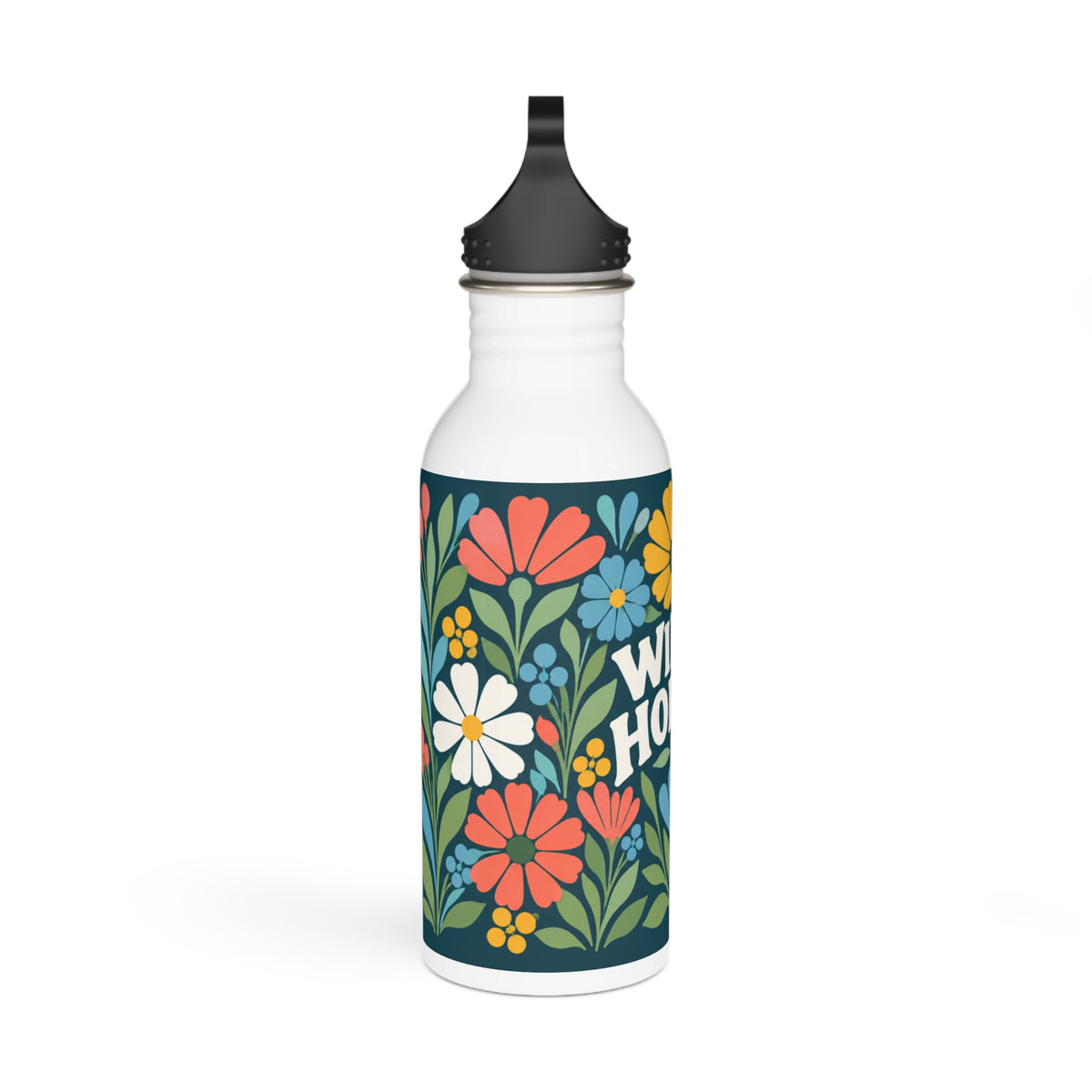 Wildly Hopeful Retro-Floral Stainless Steel Water Bottle