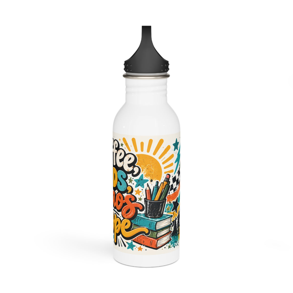 Coffee, Kids, Chaos & Hope Stainless Steel Water Bottle — Funny Teacher/Parent Travel Bottle