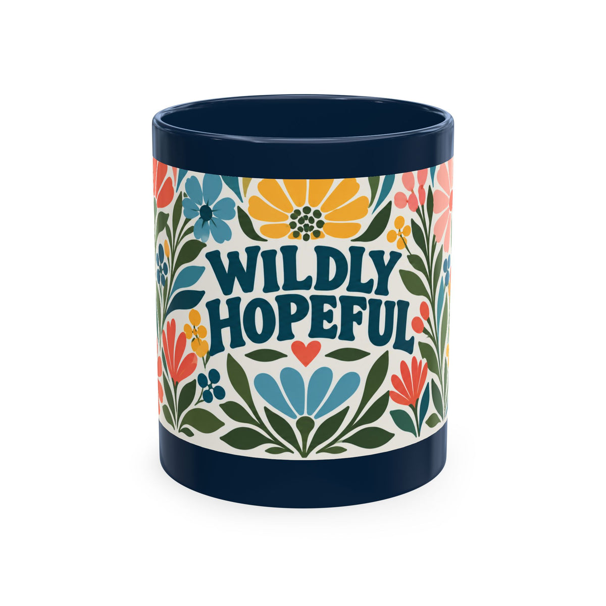 Wildly Hopeful Retro Floral Ceramic Mug — Inspirational Coffee Cup