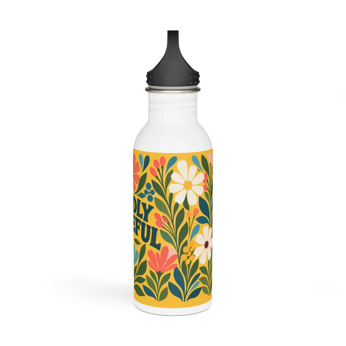 Wildly Hopeful Retro-Floral Stainless Steel Water Bottle
